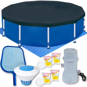 Kit Piscina 4500 Lt + Forro, Capa + Filtro 220v 3600 L/H + Peneira + Flutuador + Pastilha de Cloro