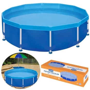 Kit Piscina 4500 Lt + Forro, Capa + Filtro 220v 3600 L/H + Peneira + Flutuador + Pastilha de Cloro
