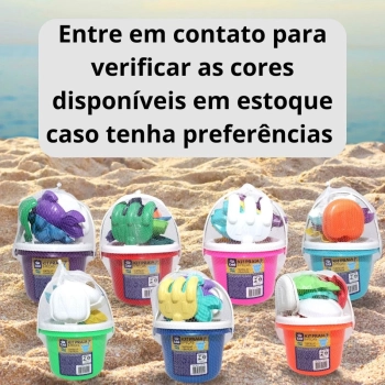 Kit Bola Pula Pula 60 Cm Azul com Ala + Baldinho de Praia com 8 Peas em Cores Sortidas