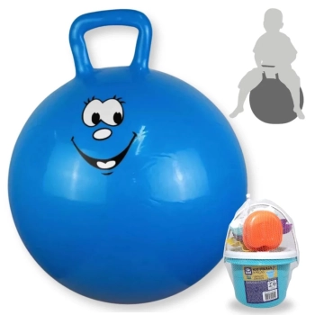 Kit Bola Pula Pula 60 Cm Azul com Ala + Baldinho de Praia com 8 Peas em Cores Sortidas