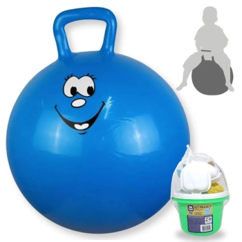 Kit Bola Pula Pula 60 Cm Azul com Ala + Baldinho de Praia com 8 Peas em Cores Sortidas