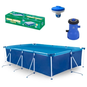 Kit Piscina 5000 Litros Premium Estruturada + Filtro 220v 3028 L/H Bel + Mini Clorador
