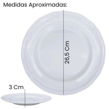 Kit 4 Pratos Fundos + 4 Pratos Rasos + 4 Sobremesa + 2 Travessas + Molheira 250 Ml em Melamina