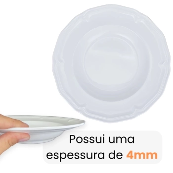 Kit 4 Pratos Fundos + 4 Pratos Rasos + 4 Sobremesa + 2 Travessas + Molheira 250 Ml em Melamina