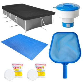 Kit Capa e Forro para Piscina 3000 L+ Peneira + Flutuador + 2 Pastilhas de Cloro ( Armao No Inclusa )
