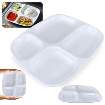 Kit 4 Bandejas Restaurante Refeitrio Self Service + 4 Tigelas Cumbucas 800ml para Sopa em Melamina