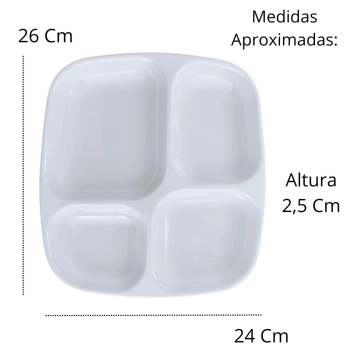 Kit 4 Bandejas Restaurante Refeitrio Self Service + 4 Tigelas Cumbucas 800ml para Sopa em Melamina