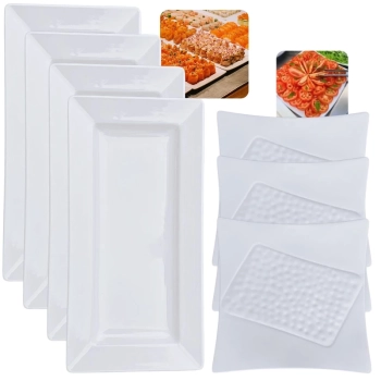 Kit 3 Travessas 30,5 Cm Ilustrada + 4 Travessas 44,5 Cm para Buffet Restaurante Profissional Melamina