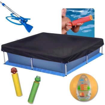 Kit Piscina de Armao 1500l + Aspirador Venturi + Bola + 2 Lana gua + Capa e Forro Proteo