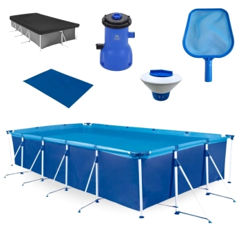 Kit Piscina 10.000 Litros Premium + Filtro 220v 3028l/H Bel + Peneira + Flutuador + Capa e Forro
