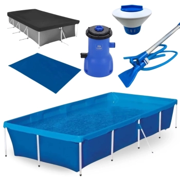 Kit Piscina 3000 Lts Mor + Aspirador + Capa e Forro + Flutuador + Bomba 220v 3028l/H Bel
