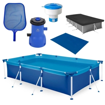 Kit Piscina 3700 Litros em Ao + Flutuador + Filtro 220v 3028 L/H + Capa e Forro + Peneira