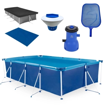 Kit Piscina 5000 Litros Premium + Forro e Capa + Filtro 220v 3028 L/H Bel + Peneira + Flutuador