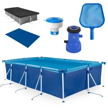 Piscina 5000 Litros em Ao + Filtro 220v 3028 L/H Bel + Clorador + Peneira + Capa e Forro