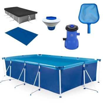 Kit Piscina 6200 Lts + Forro e Capa + Filtro 220v 3028 L//H Bel + Peneira + Flutuador