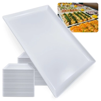 Conjunto 65 Travessas 35 Cm para Buffet Culin�ria Japonesa e Restaurante em Melamina Branca