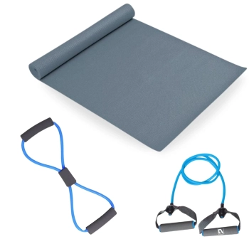 Kit Colchonete Eva + Extensor 1 Via + Extensor em Oito Tenso Forte Exerccios Fsicos