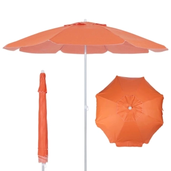 Kit Guarda Sol Laranja 1,60m Bagum Aluminio + Base 21kg para Jardim e Piscina