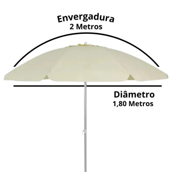Kit Guarda Sol Articulado 2m Bagum e Alumnio + Base 21kg Jardim e Piscina