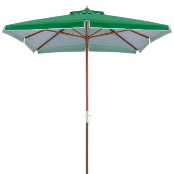 Kit Ombrelone Sardenha Central 2,05m Verde de Madeira + Base de 21 Kg Jardim e Piscina