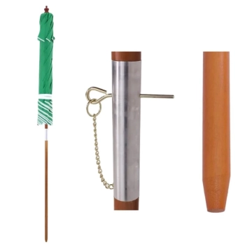 Kit Ombrelone Sardenha Central 2,05m Verde de Madeira + Base de 21 Kg Jardim e Piscina
