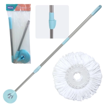 Kit Reposio Cabo Extensor Giratrio para Mop Pocket + Refil Microfibra Limpeza Prtica Mor