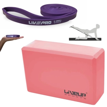 Kit Faixa Elstica Super Band Super Leve + Bloco de Apoio para Yoga / Alongamento