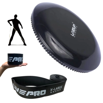 Kit Disco de Equilbrio Inflvel At 120kg + Faixa Elstica Super Band Extensor Super Forte Exerccios Liveup