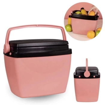 Kit Caixas Trmicas 6 Litros + 12 Litros Rosa Pssego com Ala Mor para Praia e Camping