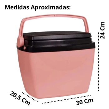 Kit Caixas Trmicas 6 Litros + 12 Litros Rosa Pssego com Ala Mor para Praia e Camping