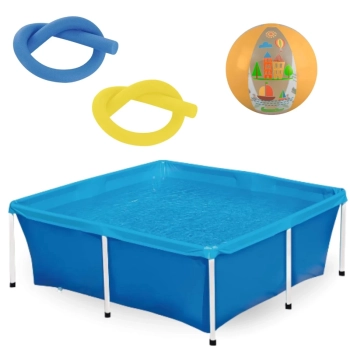 Kit Piscina Estrutural 2000 Litros + 2 Boias Macarro Espaguete + Bola Inflvel 40cm