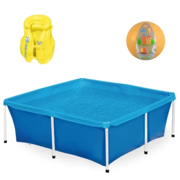 Kit Piscina Estrutural 2000 Litros Mor + Bola Inflvel 40cm + Colete Inflvel 3 a 6 Anos