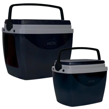 Kit Caixas Trmicas 6 Litros + 18 Litros Preta e Cinza com Ala Mor para Praia e Camping