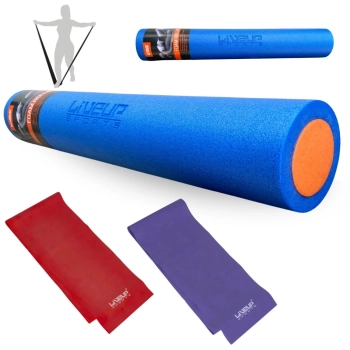 Kit Rolo para Exerccios Alongamento e Equilbrio 90cm + 2 Faixas Elsticas 1,20m Tenso Leve e Mdia