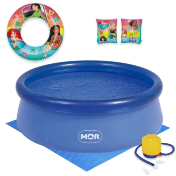 Piscina Infantil 1000 Litros Mor Inflvel + Mini Bomba Manual + Forro + Boias Princesas Disney