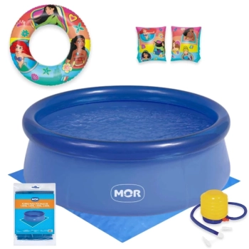 Piscina Infantil 1000 Litros Mor Infl�vel + Mini Bomba Manual + Forro + Boias Princesas Disney