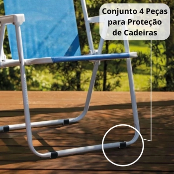 Kit Protetor para Cadeira de Praia Quadrado Preto / Protetor de P para Cadeira Evita Riscos