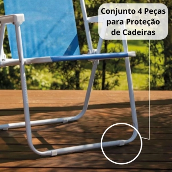 Kit Protetor para Cadeira de Praia Quadrado Branco / Protetor de P para Cadeira Evita Riscos