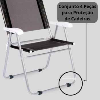 Kit Protetor para Cadeira de Praia Redondo Preto / Protetor de P para Cadeira Evita Riscos