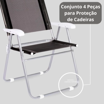 Kit Protetor para Cadeira de Praia Redondo Branco / Protetor de P para Cadeira Evita Riscos