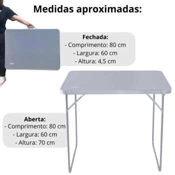 Mesa Dobrvel Porttil com Ala 80 Cm para Pesca Camping e Praia Mesa Prtica Mor