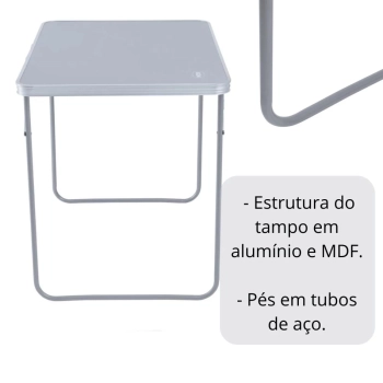 Mesa Dobrvel Porttil com Ala 80 Cm para Pesca Camping e Praia Mesa Prtica Mor
