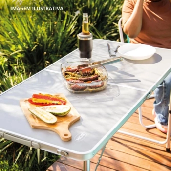 Mesa Dobrvel Porttil Vira Maleta com Ala 1,20m para Pesca Camping e Praia Mesa Prtica Dupla Mor