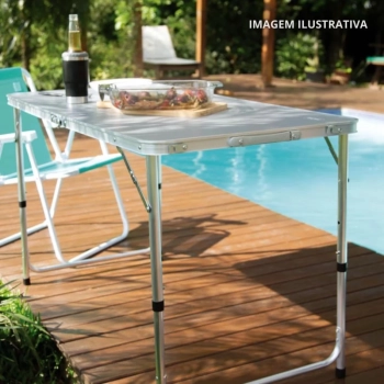 Mesa Dobrvel Porttil Vira Maleta com Ala 1,20m para Pesca Camping e Praia Mesa Prtica Dupla Mor