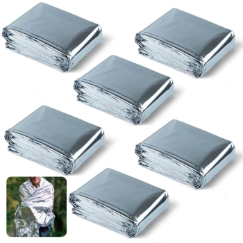 Kit 6 Cobertores Manta Trmica Aluminizada Isolante Resgate, Emergncia e Camping / Acampamento