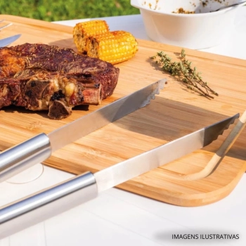 Conjunto para Churrasco em Ao Inox 2 Peas Faca e Pegador Mor Cozinha Utenslios