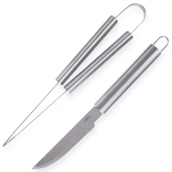 Conjunto para Churrasco em Ao Inox 2 Peas Faca e Pegador Mor Cozinha Utenslios