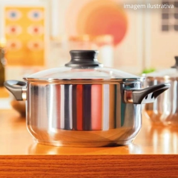 Panela Caarola em Ao Inox 21cm Induo e a Gs 3,2 Litros com Tampa e Fundo Triplo Mor