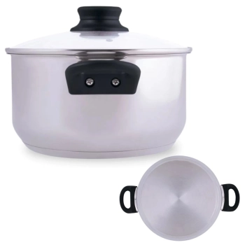 Panela Caarola em Ao Inox 21cm Induo e a Gs 3,2 Litros com Tampa e Fundo Triplo Mor