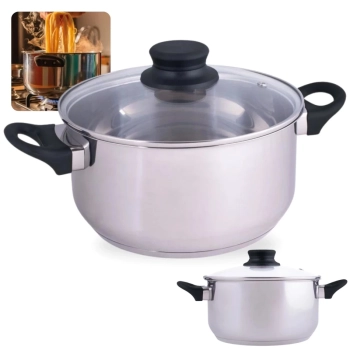 Panela Caarola em Ao Inox 25cm Induo e a Gs 5,3 Litros com Tampa Fundo Triplo Mor